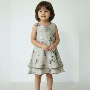 Qt Gi Girls Dress Size 4T‎ Floral Sleeveless Scalloped Hem Summer Casual